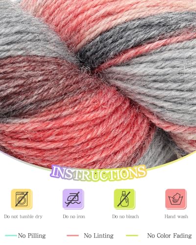 Image of Katech Wool Yarn for Crocheting & Knitting, Sock Cashmere Yarn-Black Red