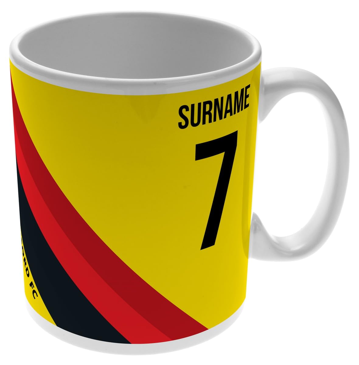 Personalised Watford Colour Stripe Ceramic Mug - Free Delivery