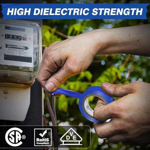 Image of Avery Dennison Electrical Tape, 10 Rolls Professional Grade PVC Electric Tape, UL /CSA Listed in x 66 ft Insulating Vinyl Tape for Electrical, Repairs, Automotive and Equipment, Pro-36C, Blue