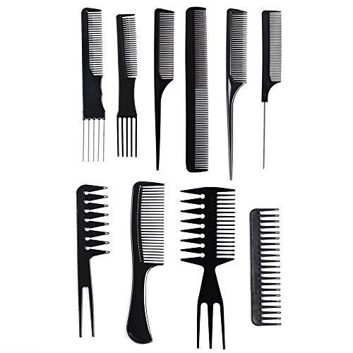 10 Pcs Professional Styling Comb Set Salon Hairdressing Styling Tool Hair Cutting Comb Kit Great for All Hair Types & Styles