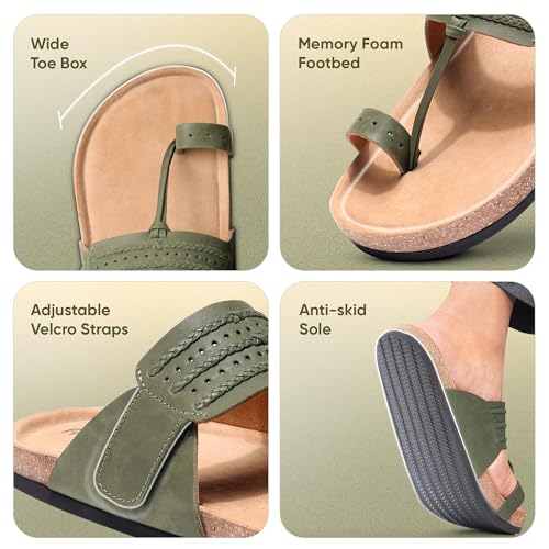 Image of Frido Puneri Chappal for Men | Available in 2 Options- Arch Support & Without Arch | Traditional Indian Leather Sandals with Memory Foam, Wide Toe Box & Zero Drop Design | Adjustable Ethnic Footwear