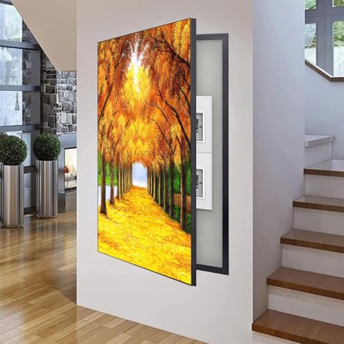 Aluminum Alloy Fuse Box Cove Art - Electric Meter & Circuit Breaker Panel Painting for Wall Decor (Black, 50x100cm) - Stylish Home & Office Decoration