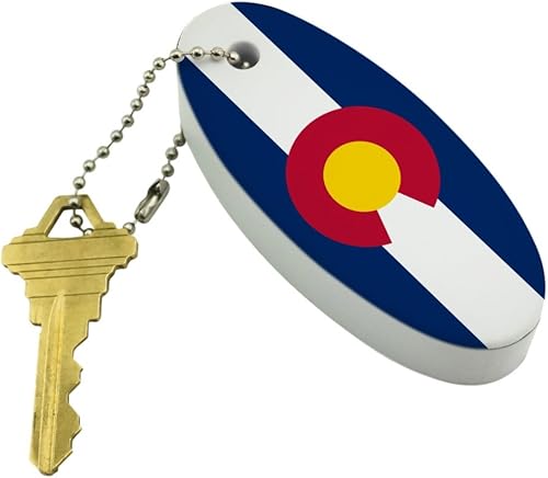 Vista 2 de GRAPHICS & MORE Llavero flotante de la bandera del estado de Colorado con forma ovalada de espuma para barco de pesca