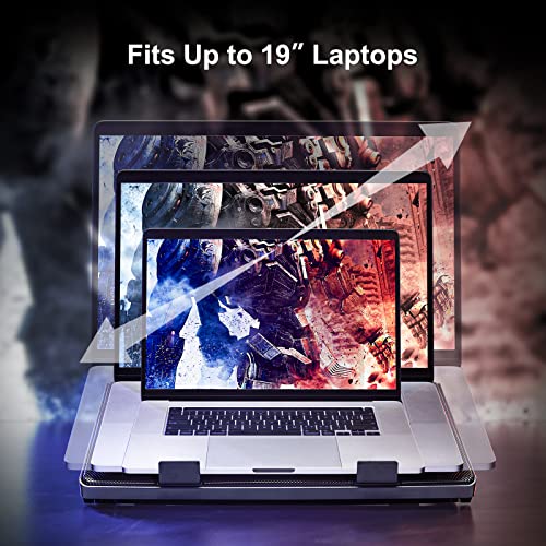 AMERIERGO-Laptop-Cooling-Pad-Adjustable-Laptop-Cooler-Stand-with-5-Quiet-Blue-LED-Fans-Laptop-Cooling-Fan-for-10-19-Gaming-Laptop-Computer-Cooling-Pad-with-2-USB-Ports-and-1-Cable