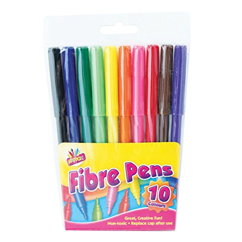 Artbox 10 fine tip fibre colouring pens - pack of 10 assorted colours