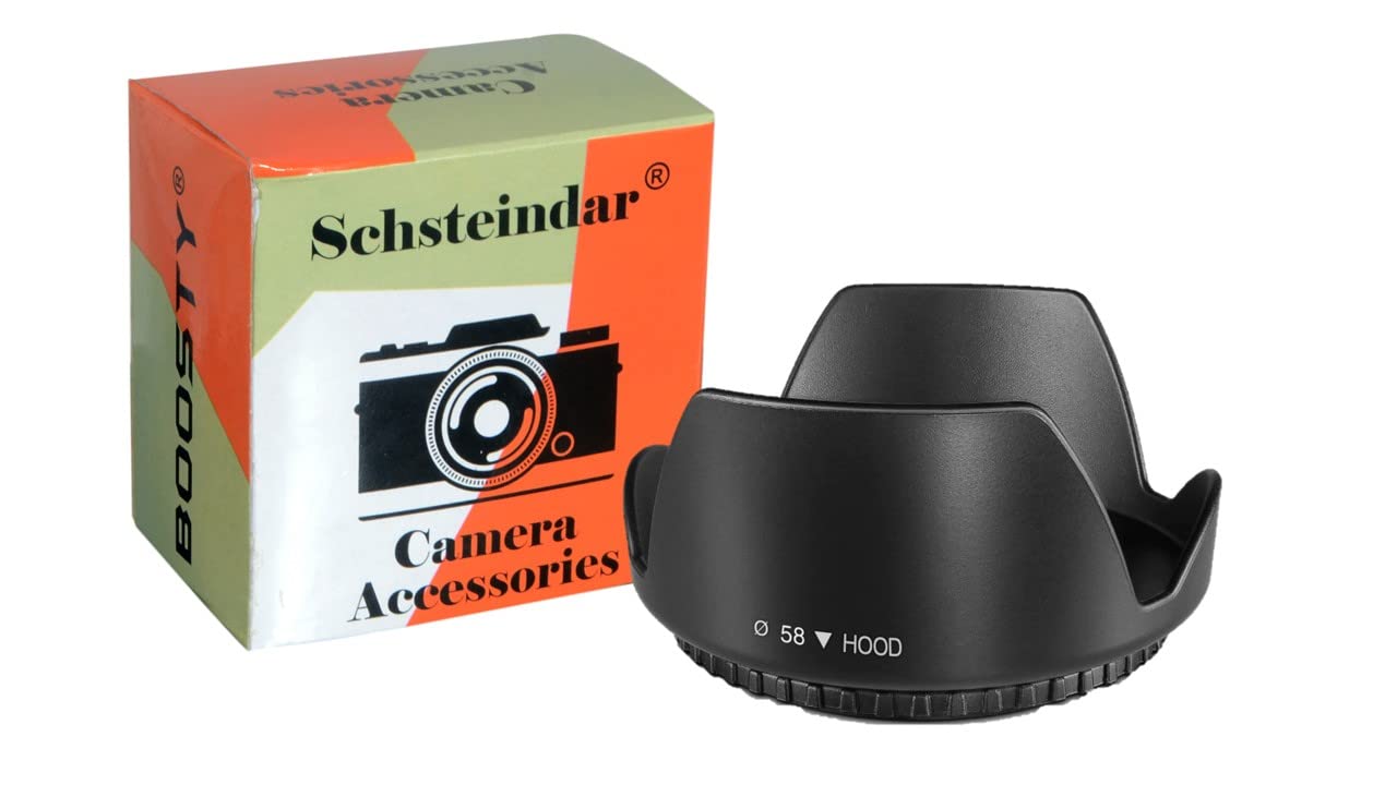 Schsteindar® 58MM Reversible Flower Lens Hood for Canon EOS 700D 650D 600D 550D 500D 450D 400D 350D 300D 1100D 100D 60D 1150D 1200D 1300D 18-55MM Lens 55-250MM Lens Hood (58mm Black)-image-22