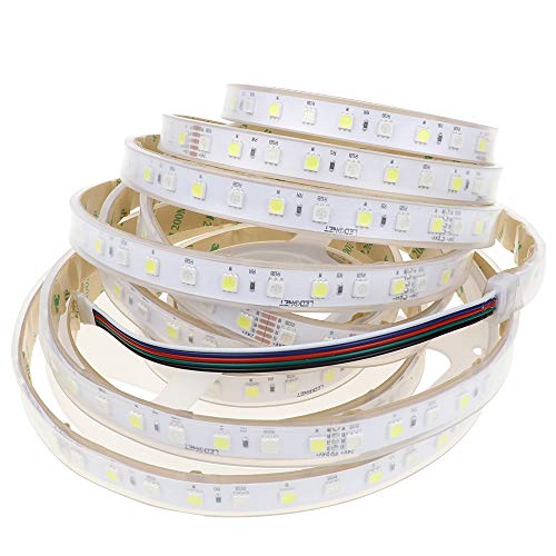 LEDENET 5050 SMD RGB+Cold White LED Strip Lights 6000K-6500K Daylight Bright LED Tape Light DC 24V 360LEDs 16.4ft Outdoor Waterproof IP67 for Wedding Party Holiday LED Lighting