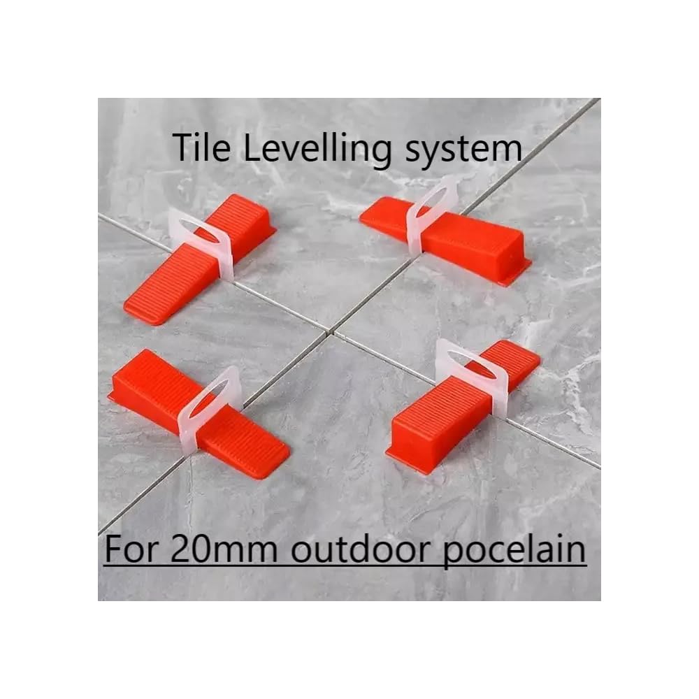 NEWFUN Croisillon Carrelage Autonivelant, Croisillon Autonivelant 2mm, Calle de Nivellement pour Carrelage, Dresseuse de Carreaux pour La Pose de Pierres (400 tirettes 200 Cales, 2,0mm)