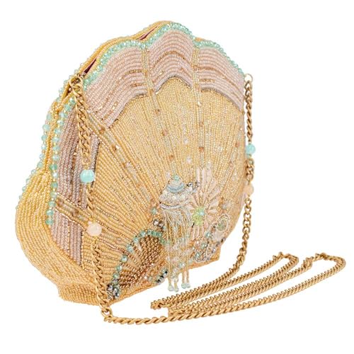 Image of Mary Frances Ebb & Flow Beaded Seashell Crossbody Clutch Handbag, Multi