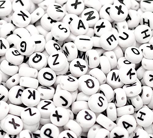 celloexpress Acrylic Alphabet Beads - Round Beads - Single Letter and Mixed 7x4mm (Round Beads - S, Pack of 500)