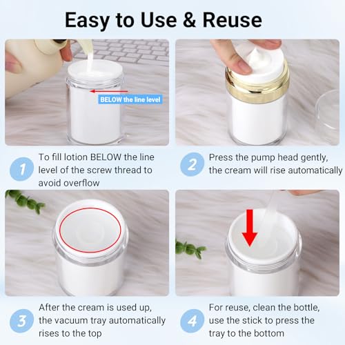Segbeauty 3.38oz Airless Pump Jar, Empty Makeup Containers 100ml Vacuum Bottle Dispenser, 3pcs Refillable Jar Travel Bottles for Toiletries Moisturizer Container Travel Size for Lotion Moisturizer4