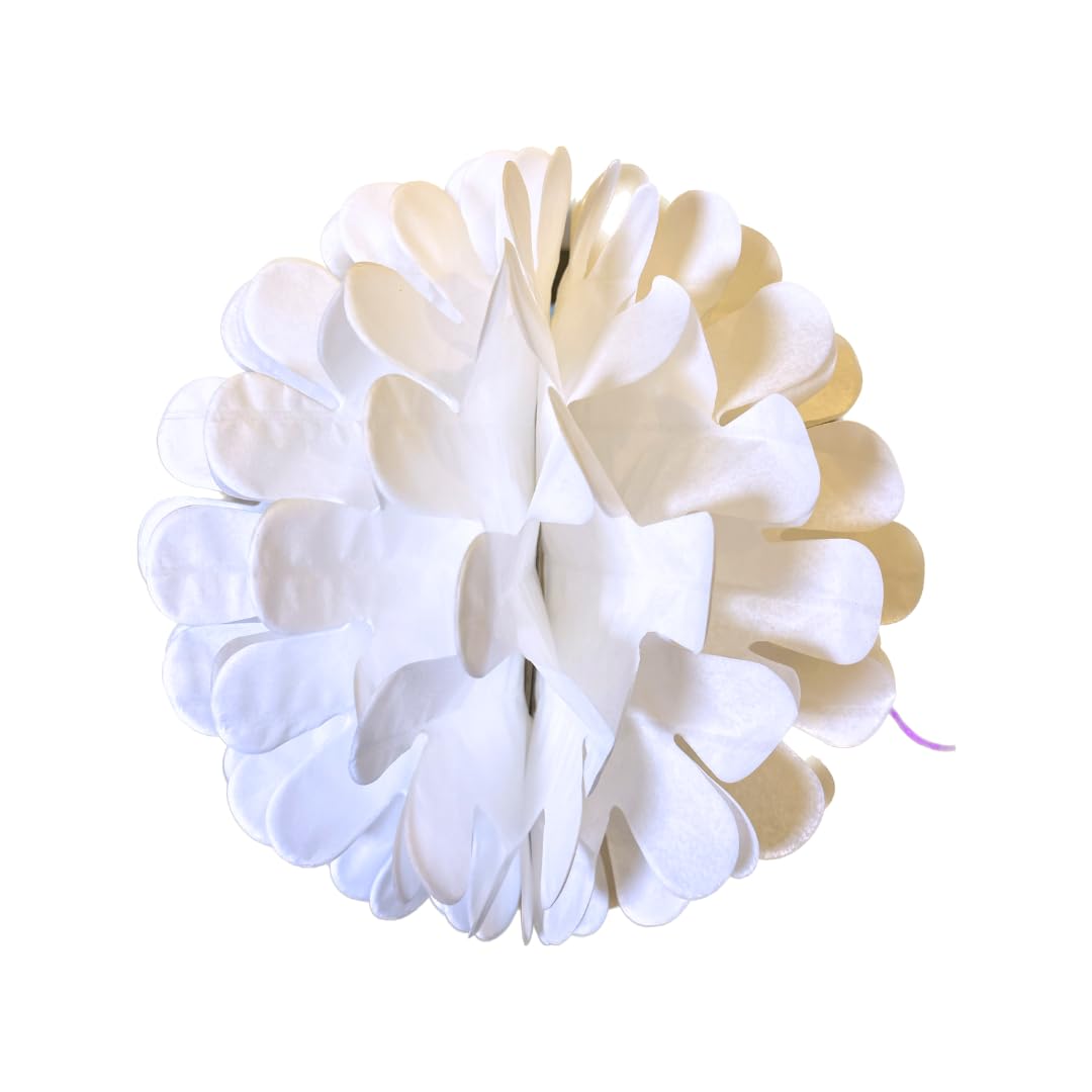 Wanna Party Paper Pom Poms White Color Tissue Flowers, Fluffy Decorations for Birthday Celebration Wedding Party Halloween Christmas Outdoor Decoration-1 pc NO DIY - Size 9 inches