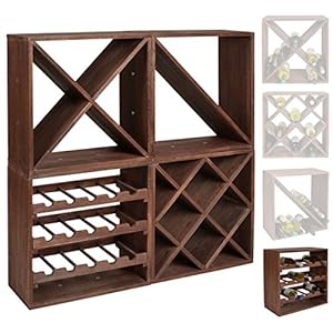 Casier à bouteilles de vin – Système modulaire CUBOX 50 – Mod Dunkel 15 – Capacité jusqu’à 15 bouteilles de 75 cl. – Taille 50 x 50 x 25 cm. en pin FSC – Marron