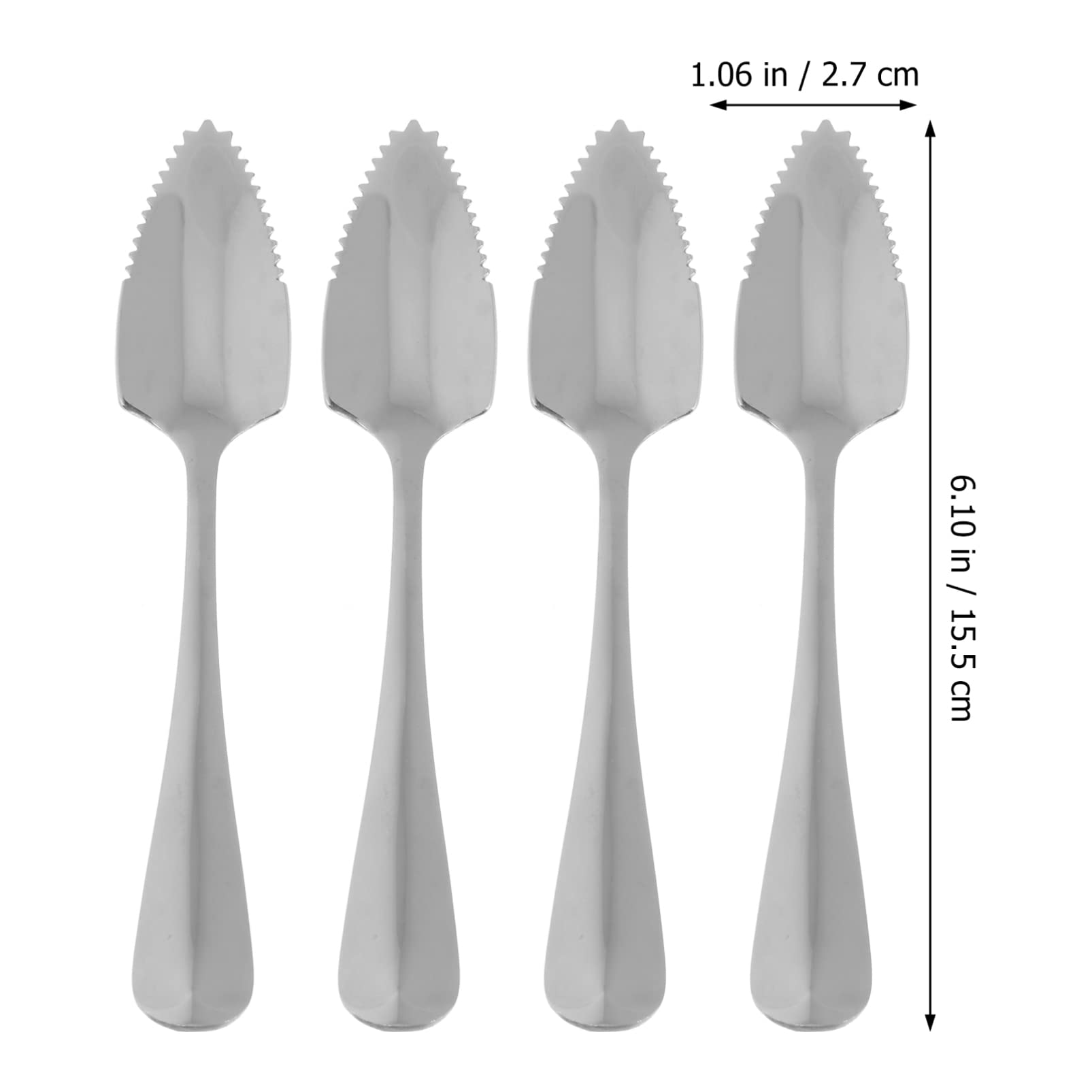 4pcs Dessert Spoon Fruit Spoon with Serrated Edge Stainless Steel Spoon Grapefruit Spoon Coffee Stirring Spoon Mirror Polishing Spoon