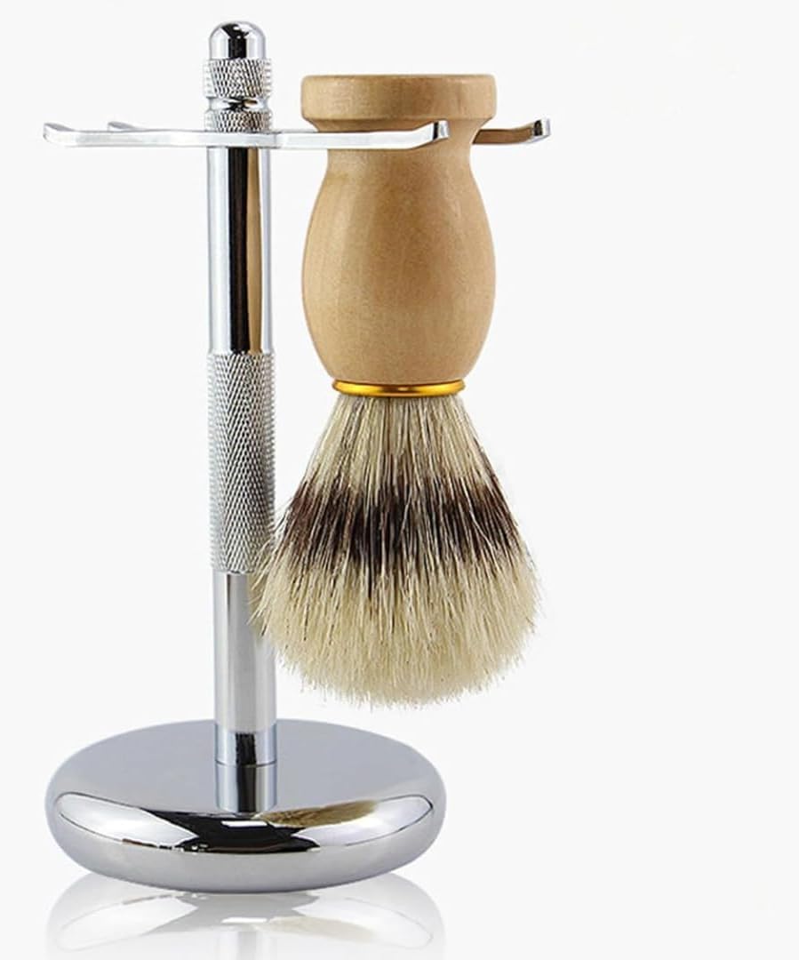 PARENCE.- Pennello da barba con manico in legno - Design classico ed elegante, universale