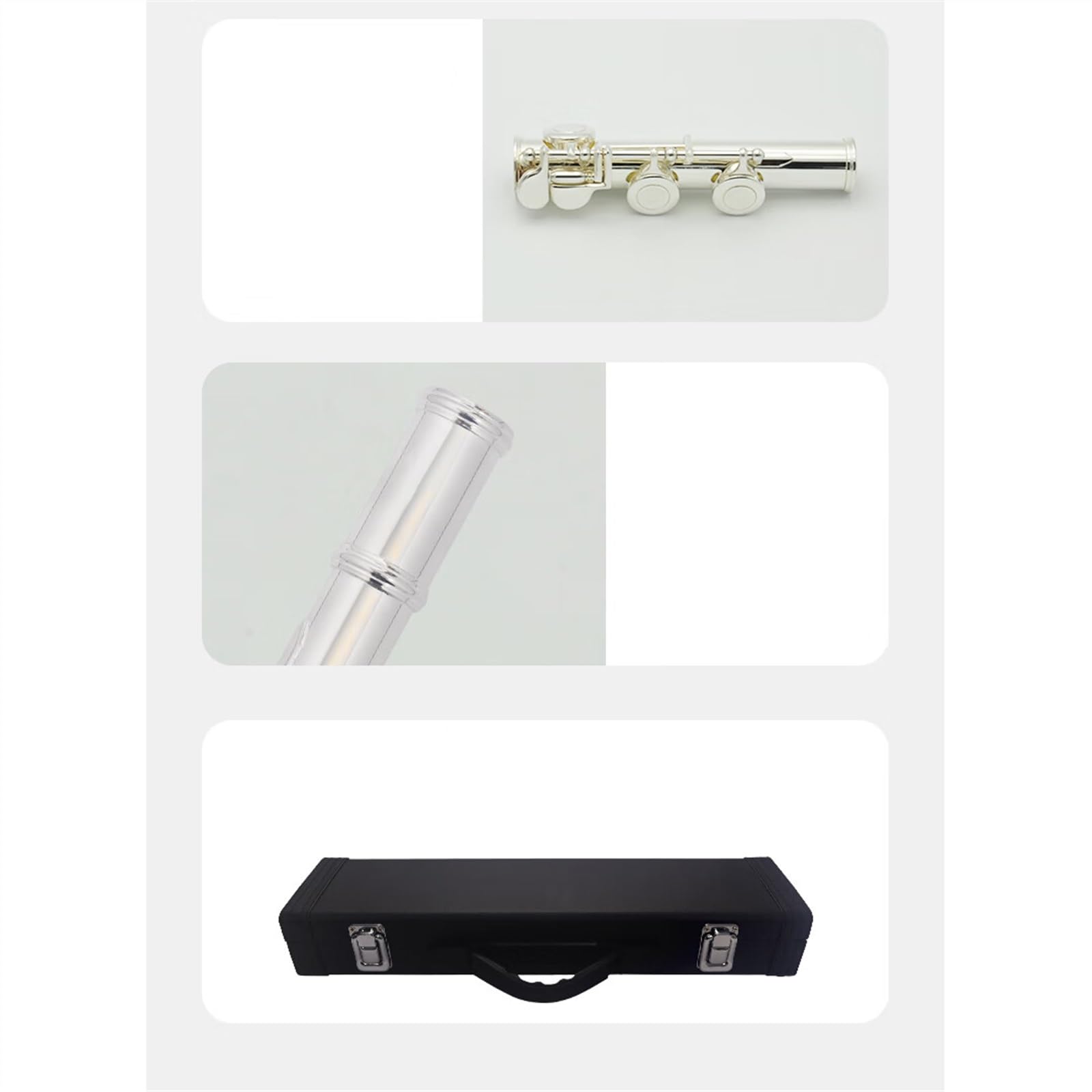 Set di flauti placcati in Argento, Strumento a 16 Fori, Fori Chiusi, Tono Do con Chiave Mi Divisa, Adatto ai Principianti.,