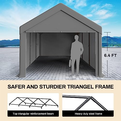Grezone GZ-C36W2-DGRE Outdoor Carport 10X20Ft Heavy Duty Car Tent, Portable Garage Canopy Storage Shed thumb #6