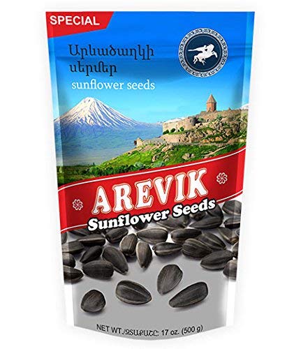 Arevik Sunflower Seeds Roasted & Unsalted 18 Oz / 500 Gr. Imported from Russia. Organic Product