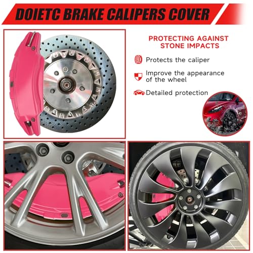Image of Brake Caliper Covers Compatible with Tesla Model Y Juniper 2025-2026, 19 20 Inches Front and Rear Brake Wheel Hub Brake Caliper Covers 4 Pcs For Model Y Juniper Accessories Beetroot Purple