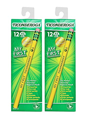 My First Ticonderoga Primary Size #2 Beginner Pencils, 2 Boxes of 12, Yellow (33312)