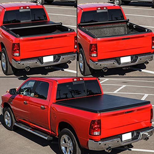 Image of DNA Motoring TTC-RU-003 Pickup Truck Bed Soft Roll-Up Tonneau Cover Compatible with 75-96 Ford F-150 6.5Ft Fleetside / Stylesid Bed