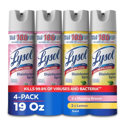 Lysol Disinfectant Spray, Sanitizer, Morning Breeze & Lemon, 19 oz, 4 Pack - image 1