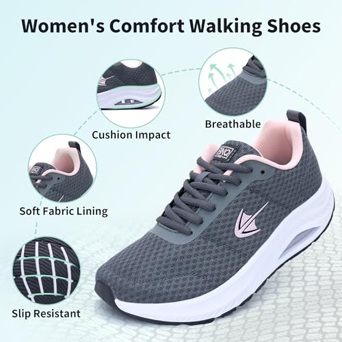 Gyeice Wide Toe Box Shoes Women Walking Shoes Arch Support Orthotic Sneakers Comfortable Tennis Shoes for Plantar Fasciitis Foot Pain Relief US Size 6-114