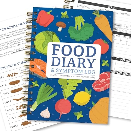 HAMIEW Ernährungstagebuch und Symptomprotokollbuch zur Verfolgung von Mahlzeiten, Darmbewegungen, Schlaf, Reaktionen - Bristol Hockerdiagramm, Notizbuch-Tagebuch für niedrige FODMAP, IBS, Allergien