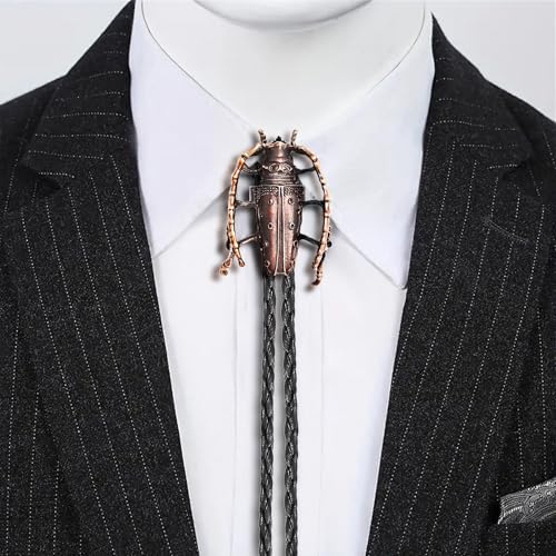 Image of GelConnie Bolo Ties for Men Women Western Cowboy Tie Mens Western Necklace Leather Necktie Gold Bolero Tie Cowboy Necklace