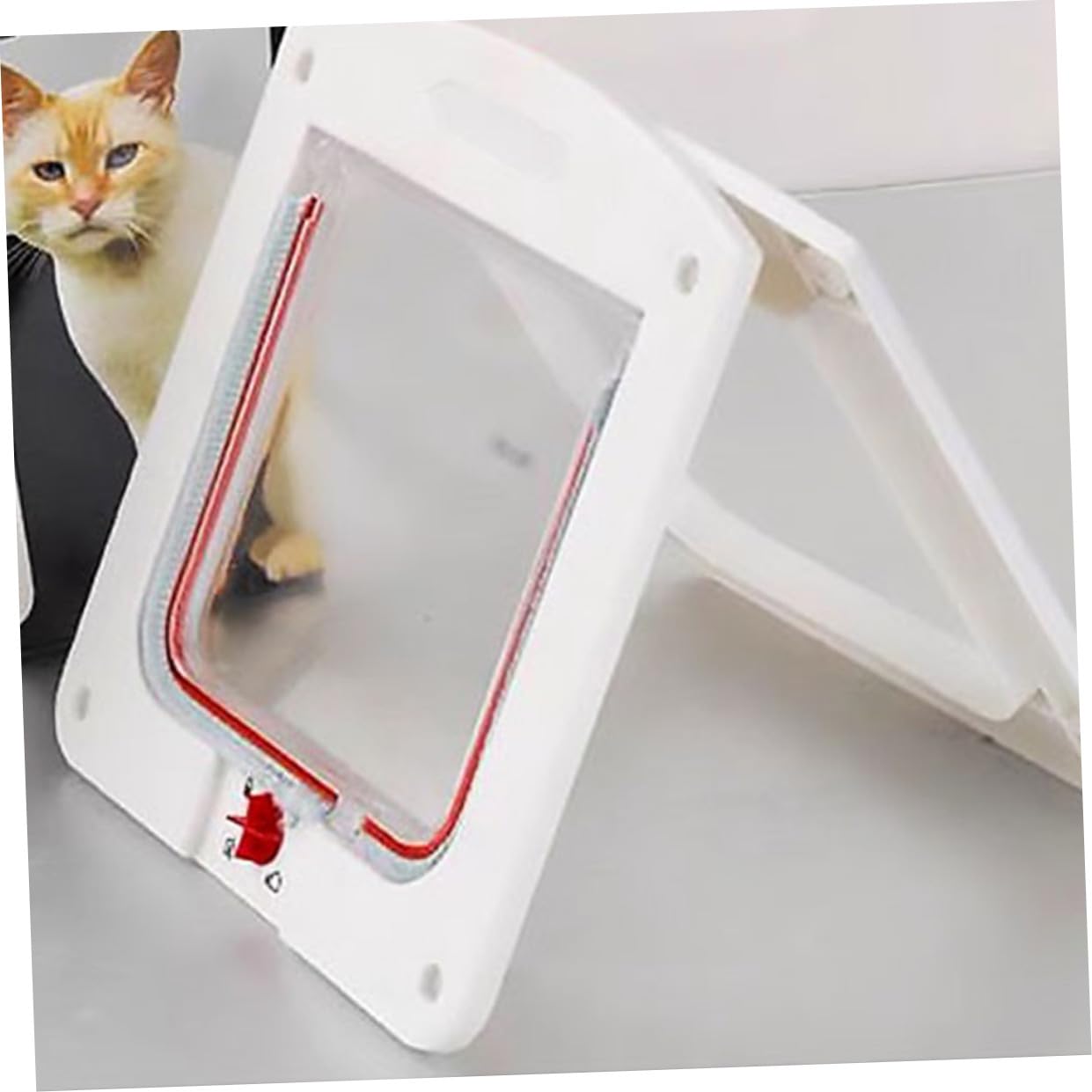 Mobestech 2 pièces Chatières pour Chats et Petits Chiens avec Contrôle Entrée Portes pour Animaux Faciles à Installer Léger et Liberté de Passage pour Intérieur Blanc et Marron