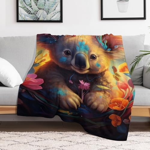 Couverture en toute saison contre le froid avec motif koala en molleton