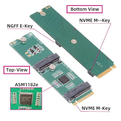 Adaptador M.2 NVME cablecc con puerto Daul para expansión de SSD M-Key y wifi E-Key 2