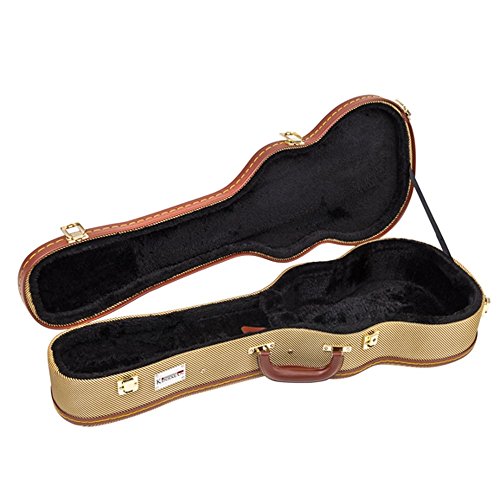 Kinsman KUX14 Etui pour Ukulélé Ténor Deluxe en bois/tweed Doré - Les Beatles, Paul McCartney, John Lennon, RIngo Starr, George Harrison Kinsman KUX14 Etui pour Ukulélé Ténor Deluxe en bois/tweed Doré