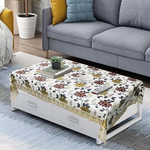 Homerz Premium Center Table Cover, Waterproof and Dustproof (Brown Lotus New, 40x60 inch- Center Table)