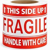 GMKbuy 3x5 Inch - 100 Fragile This Side Up Stickers for Shipping – Easy Tear, Permanent Adhesive, Handle with Care Stickers for Shipping Box, Carton, Parcel, Package, Pallet & More