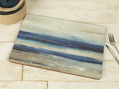 CREATIVE TOPS Juego de 6 manteles Individuales, Parte Posterior de Corcho, diseño de vinos, Madera, Azul, Medium Placemats