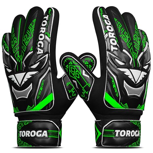 GRIPKNOX Goalie Gloves for Boys (Green, 5)