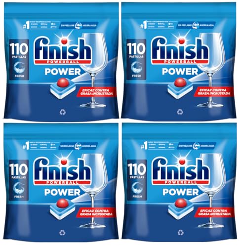 Finish Powerball Power All in 1 Pastillas para el lavavajillas todo en 1-4 Packs ahorro de 110 pastillas - 440 Cápsulas