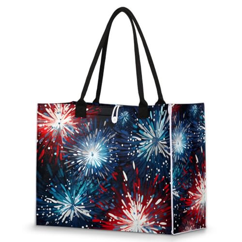 Fireworks Graffiti Tote Bag for Women Large Beach Bag Reusable Tote Bags for Work Travel Beach Shopping