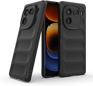 جراب مقاوم للصدمات مع حماية فائقة وجزء داخلي مبطن ناعم متوافق مع فيفو IQOO 12 Pro 5G، أسود، مصد، البولي يوريثين الحراري