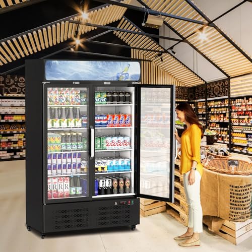 Image of Garvee Large Capacity Commercial Beverage Display Fridge, 11.3 Cu. Ft. Glass Door Refrigerator with Customizable Shelving and Lighting for Shops, Bars, Apartments