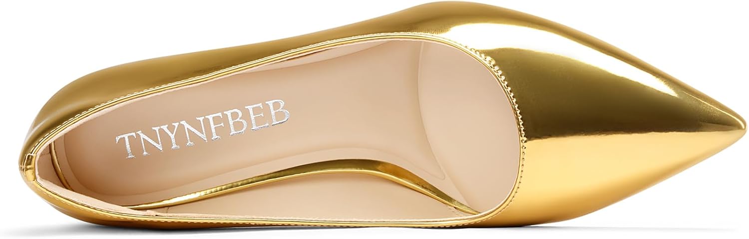 TNYNFBEB Womens Low Kitten Heel Pointed Toe Pumps Slip-on Prom Wedding Daily Dress Patent Leather 2.6 Inches Heels - Image 6