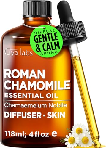 Image of 100% Pure Roman Chamomile Essential Oil for Skin & Diffuser - 4 Fl Oz | Roman Chamomile Oil for Massage & Relaxation, Soft Floral Aroma for Calm Nights, Aromatherapy Grade Oil - Gya Labs