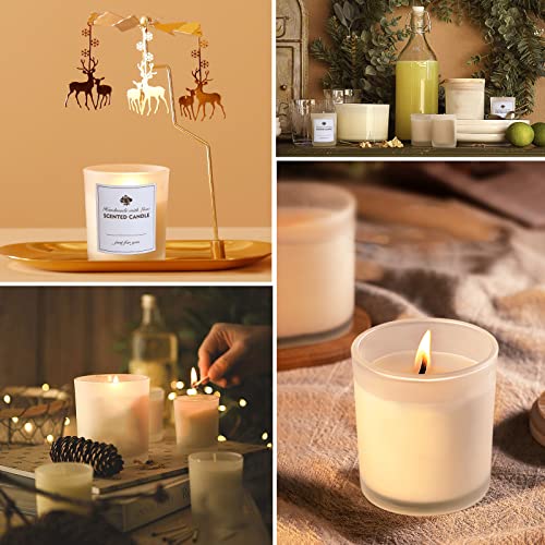 Image of CONNOO 12Pack 10 oz Frosted Glass Candle Jars with Bamboo Lids for Making Candles Empty Candle Tins with Wooden Lids, Bulk Clean Candle Containers - Dishwasher Safe