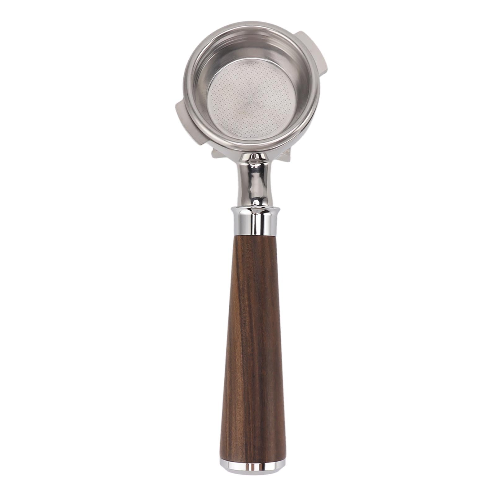 Portafiltro de café de Acero Inoxidable de 58 Mm con 2 Boquillas y Agarre de Madera para Escena NOWWA (Escriba una rama de ácido negro)