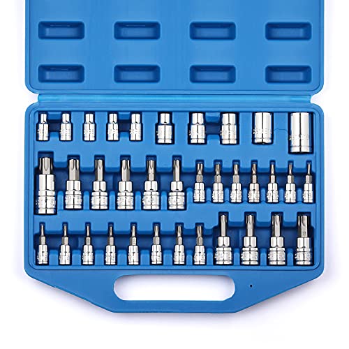 CASOMAN Master Torx Bit Socket and External Torx Socket Set, 60-Piece Set, S2 and Cr-V Steel，E4-E24, T6-T70,TT6-TT70,TP8-TP60