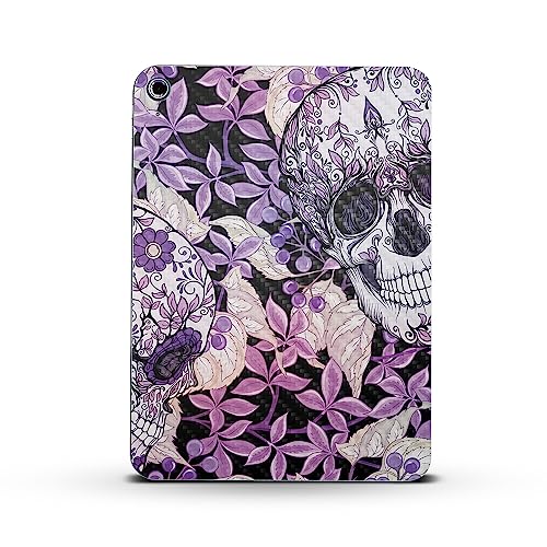 Image of MightySkins Carbon Fiber Skin Compatible with Apple iPad 10.9 inch 10th Gen (2022) Full Wrap Kit - Flower Skull | Protective, Durable Textured Carbon Fiber Finish | Easy to Apply | Made in The USA