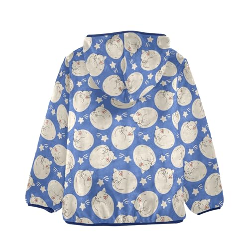 Cute Cat Toddler Fleece Jacket Baby Boys Hooded Zipper Long Sleeve Thick Warm Outerwear 3-10 Years2