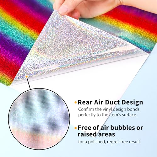 GIRAFVINYL Rainbow Glitter Vinyl Permanent, Glitter Permanent Adhesive Vinyl for Home, Car and Tumbler,Christmas Gifts Decor, 12" x 6FT