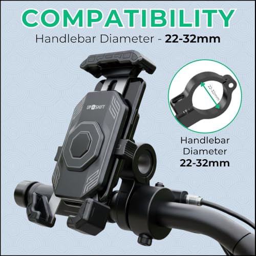 Image of Upshift FC4 Y-Grip Waterproof Bike Phone Mount | Anti-Vibration Universal Mobile Holder with 360 Rotation | Secure Handlebar Mount for Motorcycle, Scooter & Bicycle | Fits 4.0-7.0 inch Smartphones